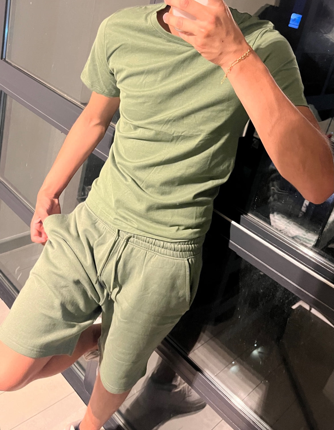 Conjunto Polera + Short Militar Green